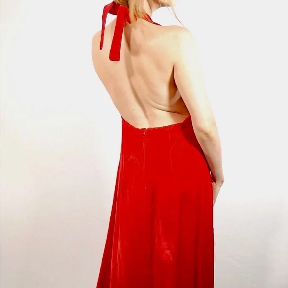 Dresses | Bright Redvelvet Maxihalter Dresssize Large Circa 197s | Poshmark Dresses | Bright Redvelvet Maxihalter Dresssize Large Circa 197s | Poshmark